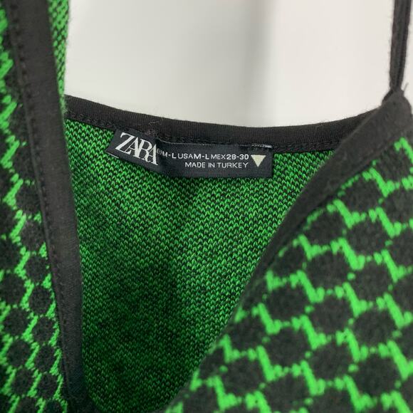 Zara Green Black Crop Halter Top Women's Size Medium - Picture 2 of 6